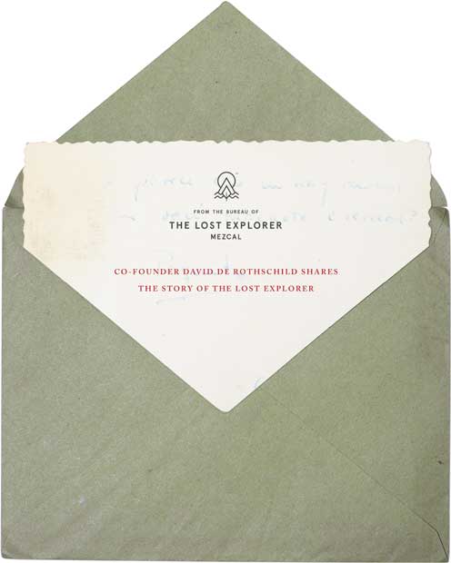 Letter with green envelope with text about the history of the brand as told by David.